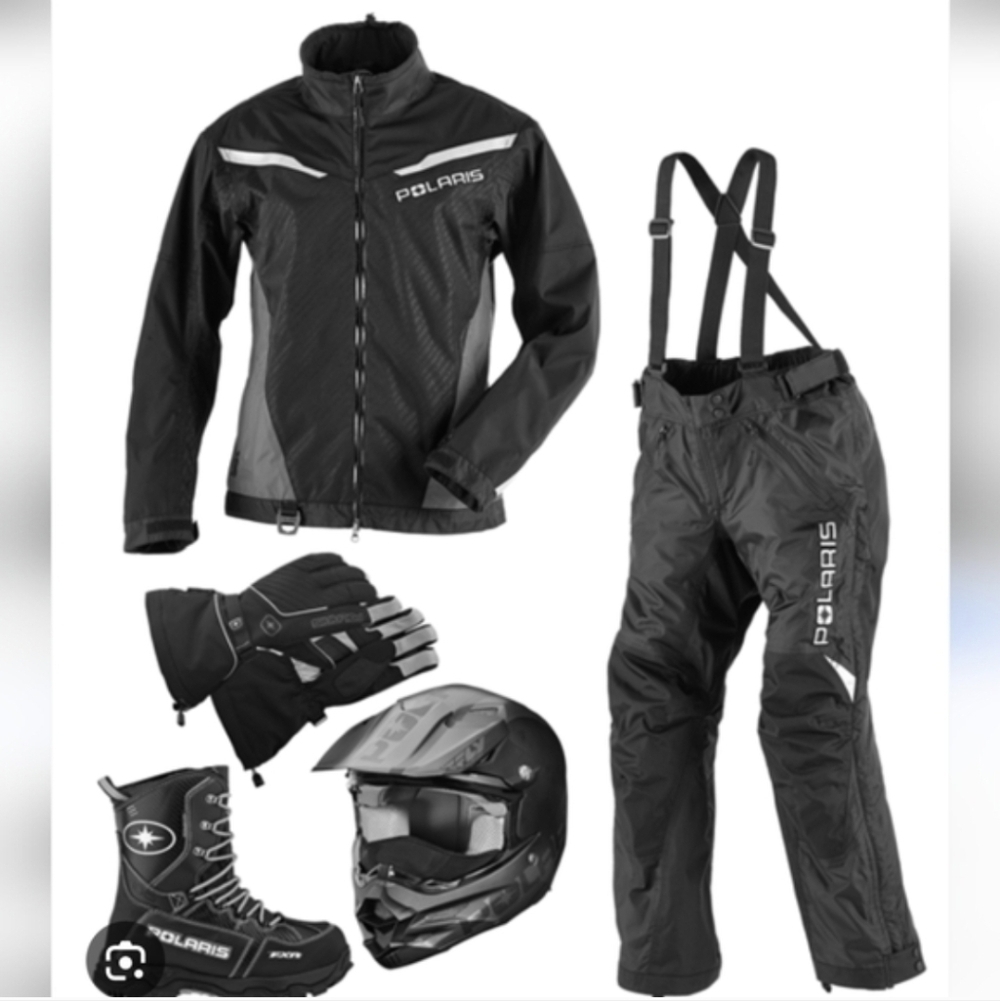 Polaris Jacket & Switchback Bib Snowpants Black unisex  Mens small fit Women M/L